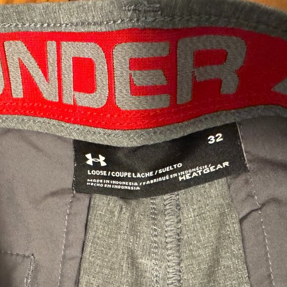 $75 Mens Under Armour Golf Shorts Gray 32 Medium Heat Gear flat front BLOWOUT!!! - Picture 2 of 3